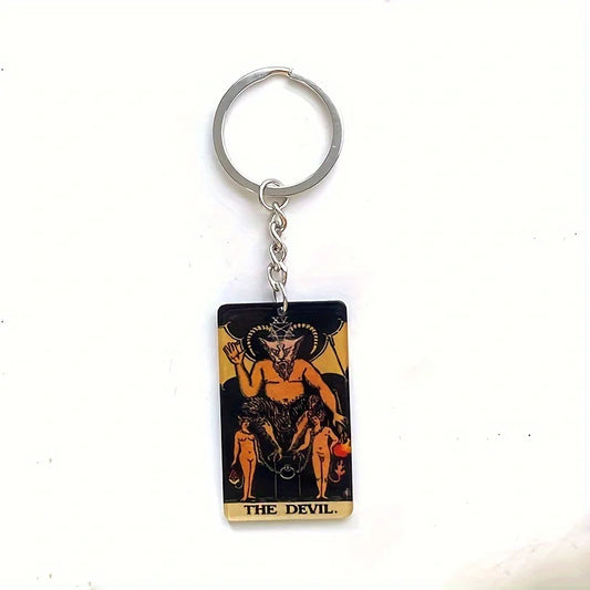 Sun & Moon Tarot Keychain – Acrylic Tarot Card Key Ring | Witchy Bag Charm, Tarot Gift
