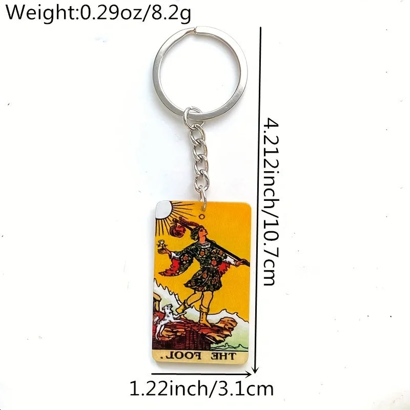 Sun & Moon Tarot Keychain – Acrylic Tarot Card Key Ring | Witchy Bag Charm, Tarot Gift