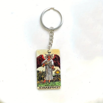 Sun & Moon Tarot Keychain – Acrylic Tarot Card Key Ring | Witchy Bag Charm, Tarot Gift