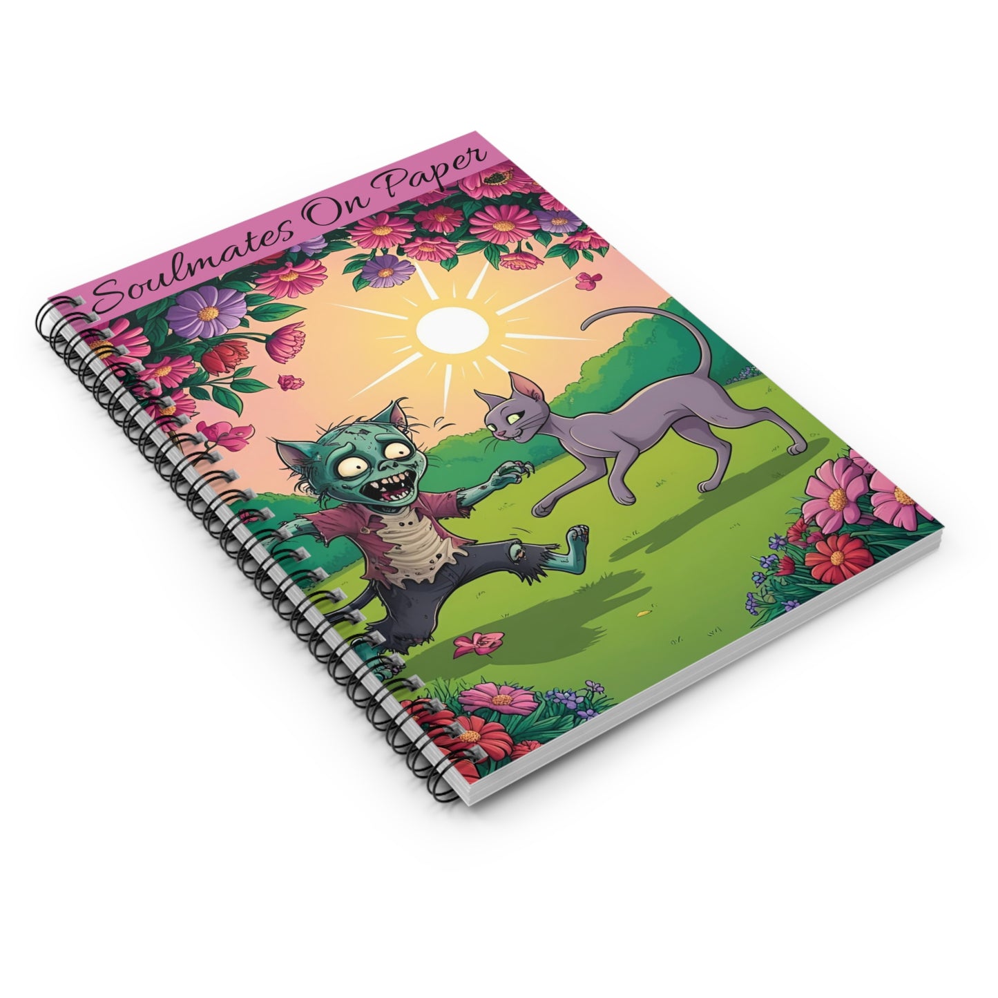 Zombie Cat Chase Spiral Notebook