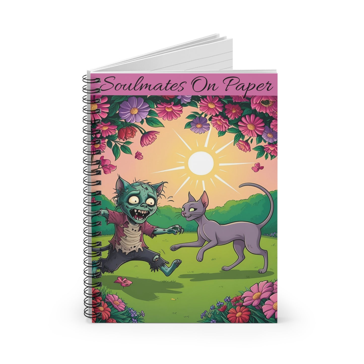 Zombie Cat Chase Spiral Notebook