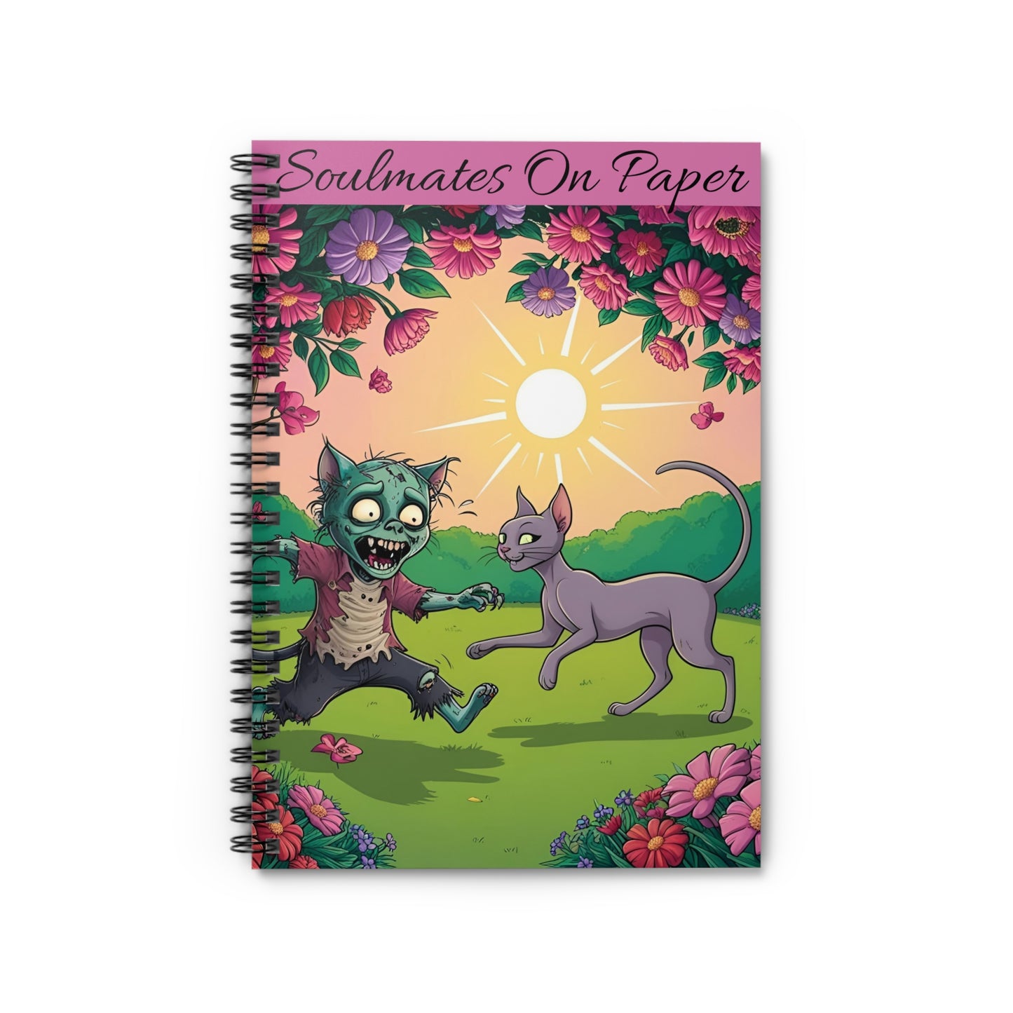 Zombie Cat Chase Spiral Notebook