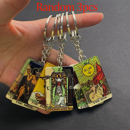 Sun & Moon Tarot Keychain – Acrylic Tarot Card Key Ring | Witchy Bag Charm, Tarot Gift