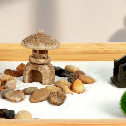 Mini Zen Garden Kit – Desktop Sand Garden with Rake, Bridge & Tree | DIY Meditation Desk Decor