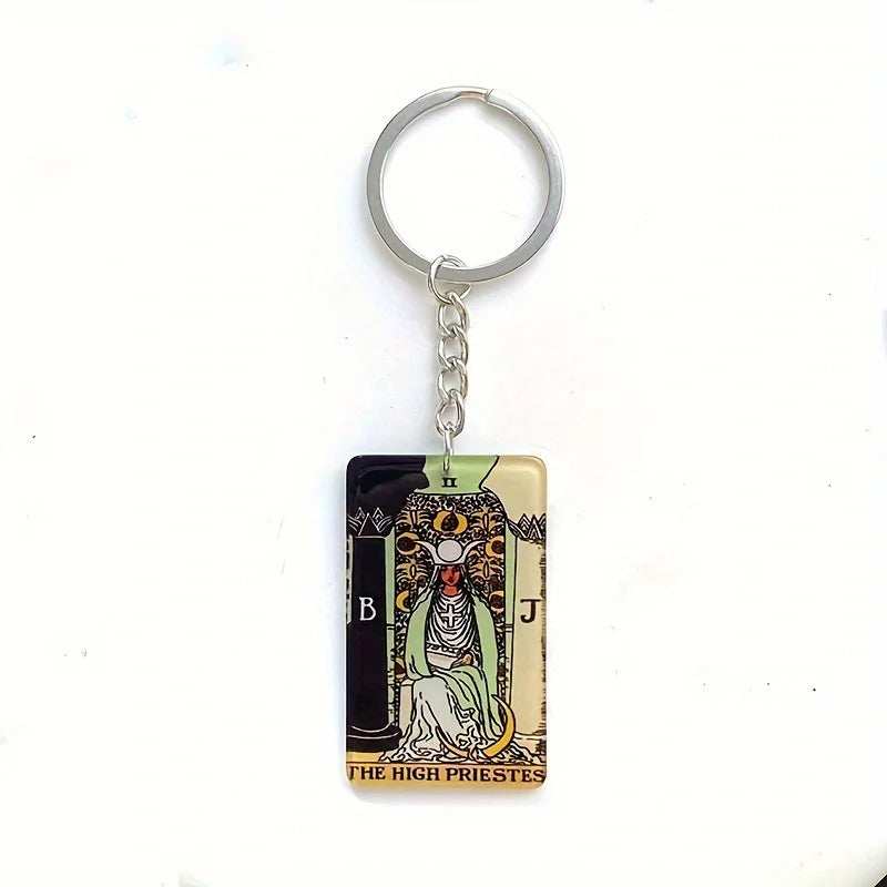 Sun & Moon Tarot Keychain – Acrylic Tarot Card Key Ring | Witchy Bag Charm, Tarot Gift