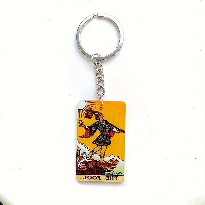 Sun & Moon Tarot Keychain – Acrylic Tarot Card Key Ring | Witchy Bag Charm, Tarot Gift