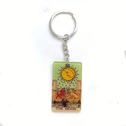 Sun & Moon Tarot Keychain – Acrylic Tarot Card Key Ring | Witchy Bag Charm, Tarot Gift
